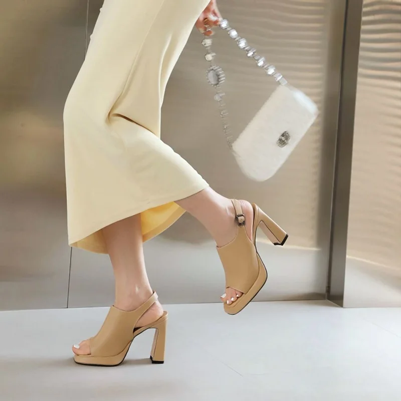 summer new fashion sexy party sandals women platform elegant thick high heels shoes women trendy ankle strap lady sandals black