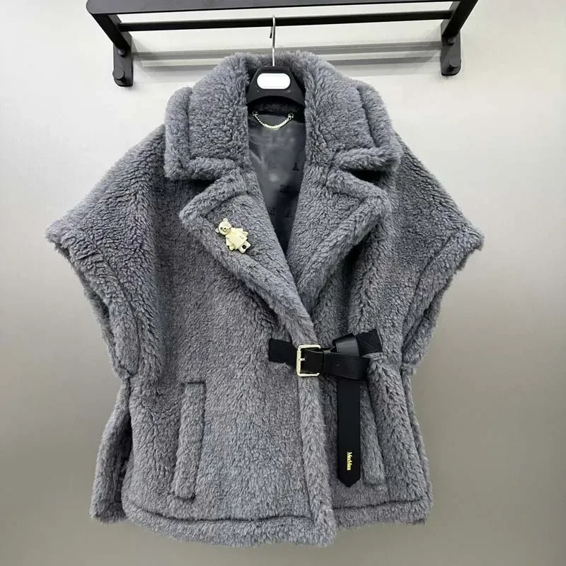 Новое модное женское пальто зимняя куртка из овечьей шерсти одежда без рукавов с