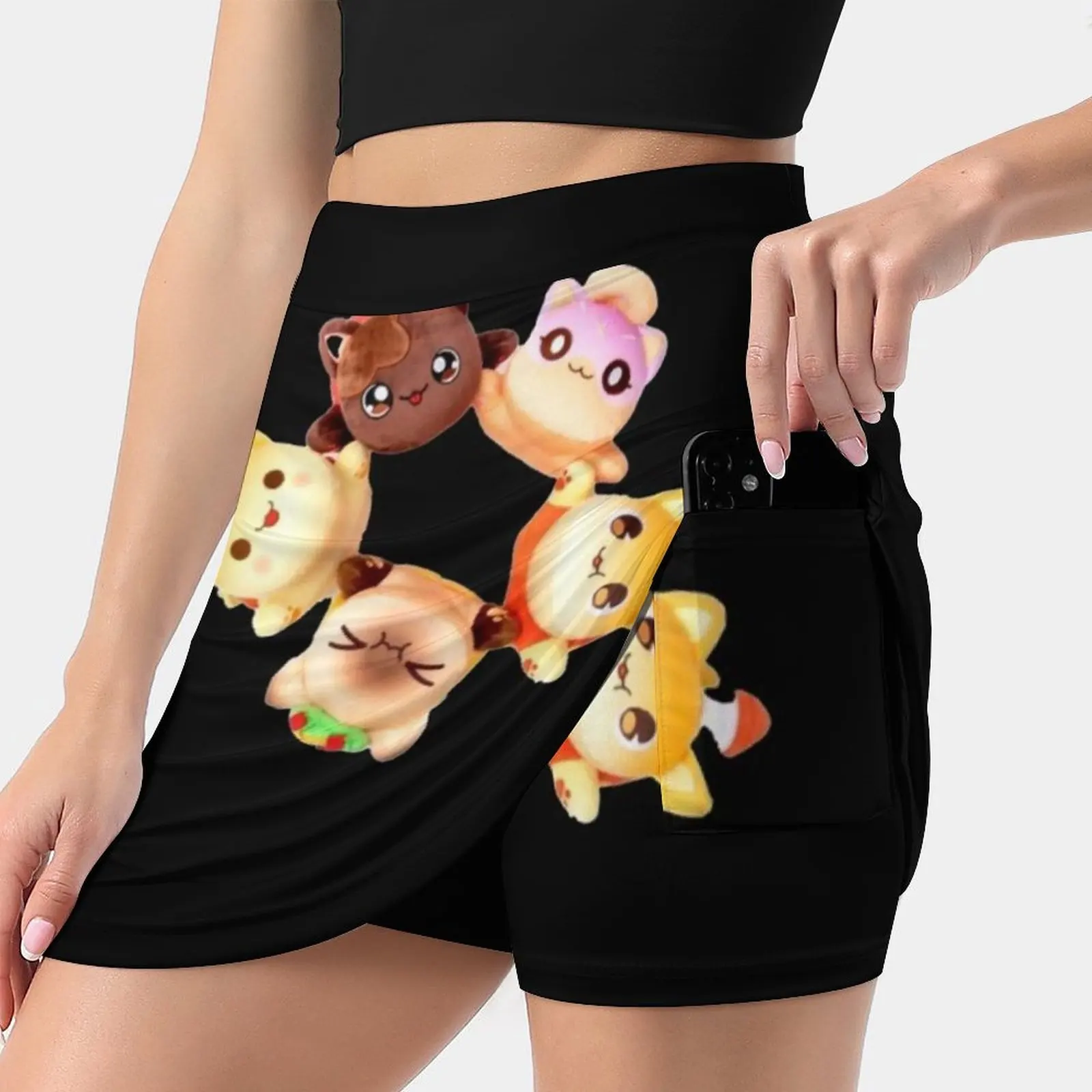 

Забавная Женская юбка с котом Aphmau, теннисная юбка с скрытым карманом, юбки для гольфа, юбки для бадминтона, юбки для бега, игровые юбки Aphmau