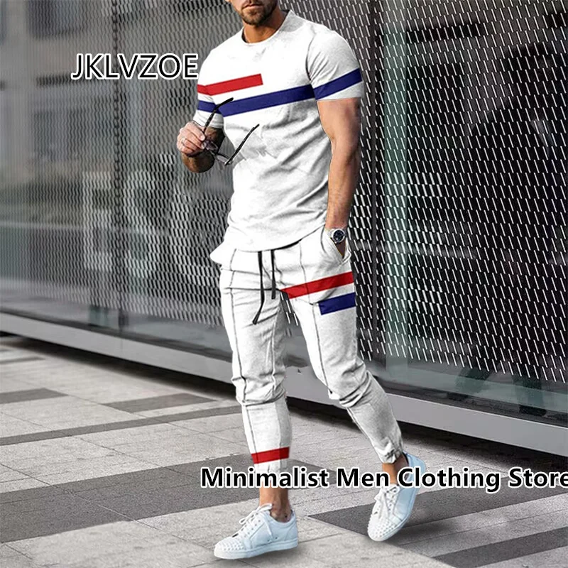 Summer Sportwear Suit Short Sleeve T Shirt Long Pants 2 Piece Sets Men Tracksuit 3D Printed Casual Street Oversized Clothes