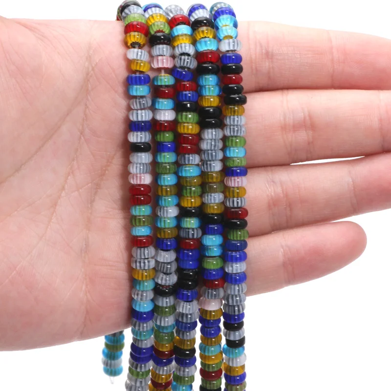 6 мм Рондель в непальском стиле глянцевые бусины с принтом лэмпворк плоские