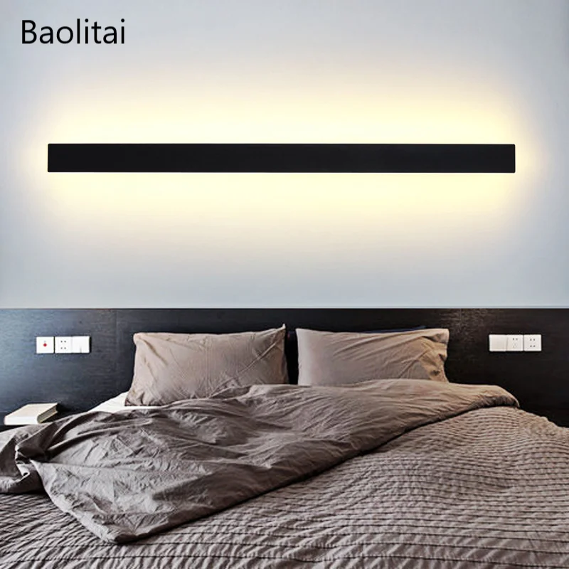 

Nordic Simple Led Line Wall Light 80CM 30W 220V Aluminum Acrylic Bedside Bedroom Living Room Background Corridor Stair Lamp