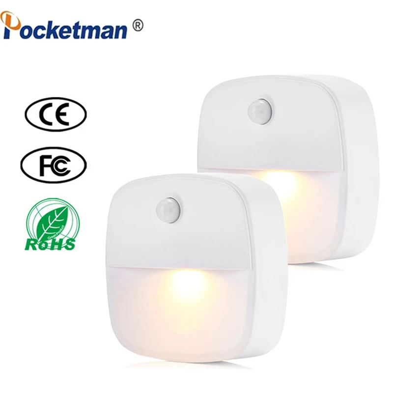 

LED Motion Sensor Battery Operated Wireless Night Light Bedroom Kitchen Corridor Bedside Cabinet Lighting Induction Wall Lamp