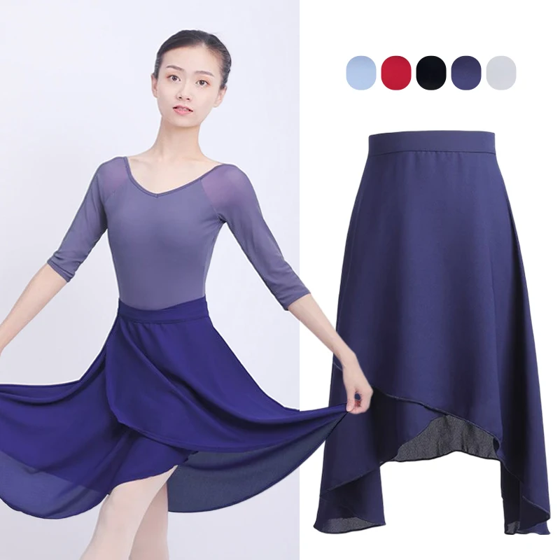 

Women Dance Leotard Ballet Skirt Teen Training Gymnastics Skating Ballerina Tutu Chiffon Long Dance Dress