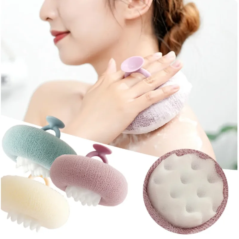 

1pc Fiber Shower Ball Suction Cup Body Scrubber Bath Exfoliating Scrub Sponge Shower Brush Body Skin Cleaner Dead Skin Remover