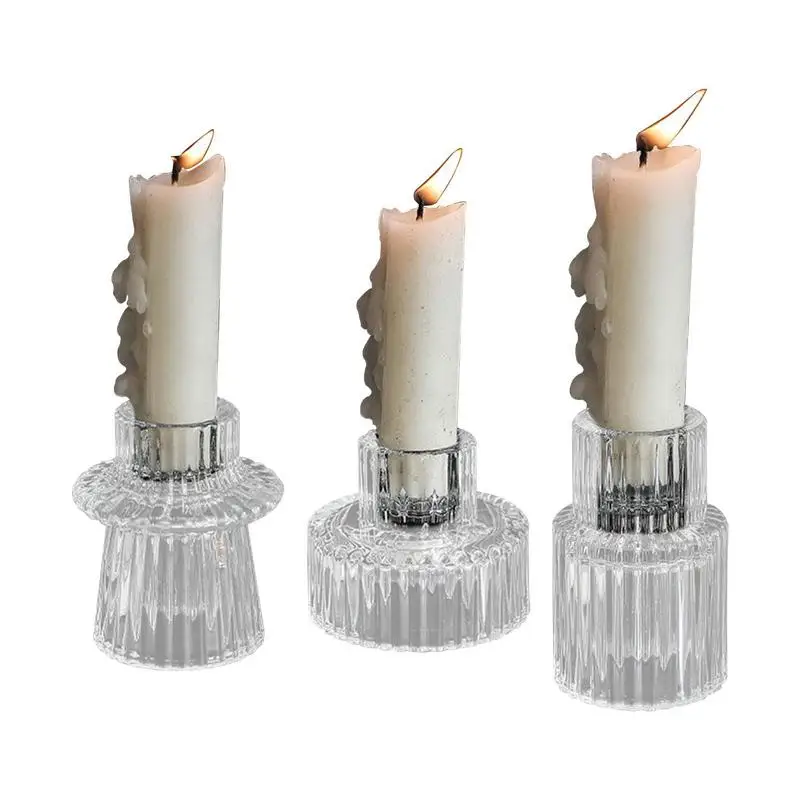 Clear Crystal Glass Candle Stand For Indoor Or Outdoor Various Occasions Such As Weddings Christmas