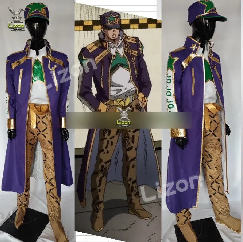 

Anime JoJo's Bizarre Adventure Kujo Jotaro Cosplay Costume Stone Ocean Jotaro Trench Top Pants Halloween Party Custom Made