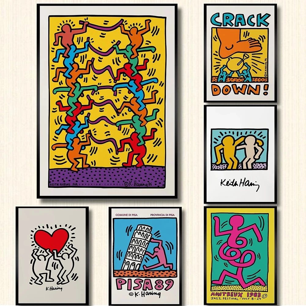 

Keith Art Exhibition Poster Pisa Heart Abstract Prints Pisa 89 Dancer Vintage Pop Canvas Painting Gallery Wall Pictures Decor