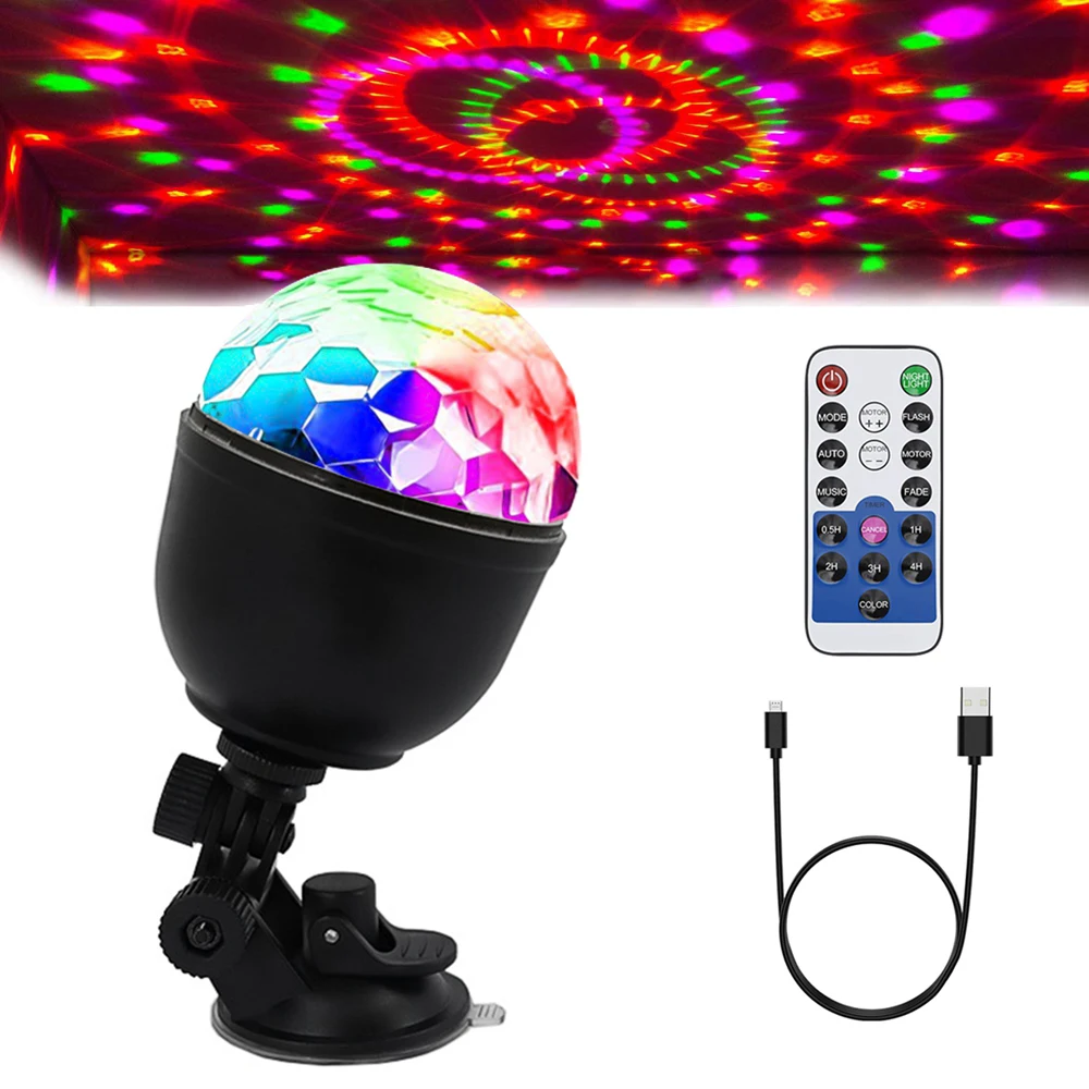 

Sound Activated Disco Ball Party Light 7 Colors Magic Stage Party Light Remote Control RGB LED Stage Light for Christmas Wedding
