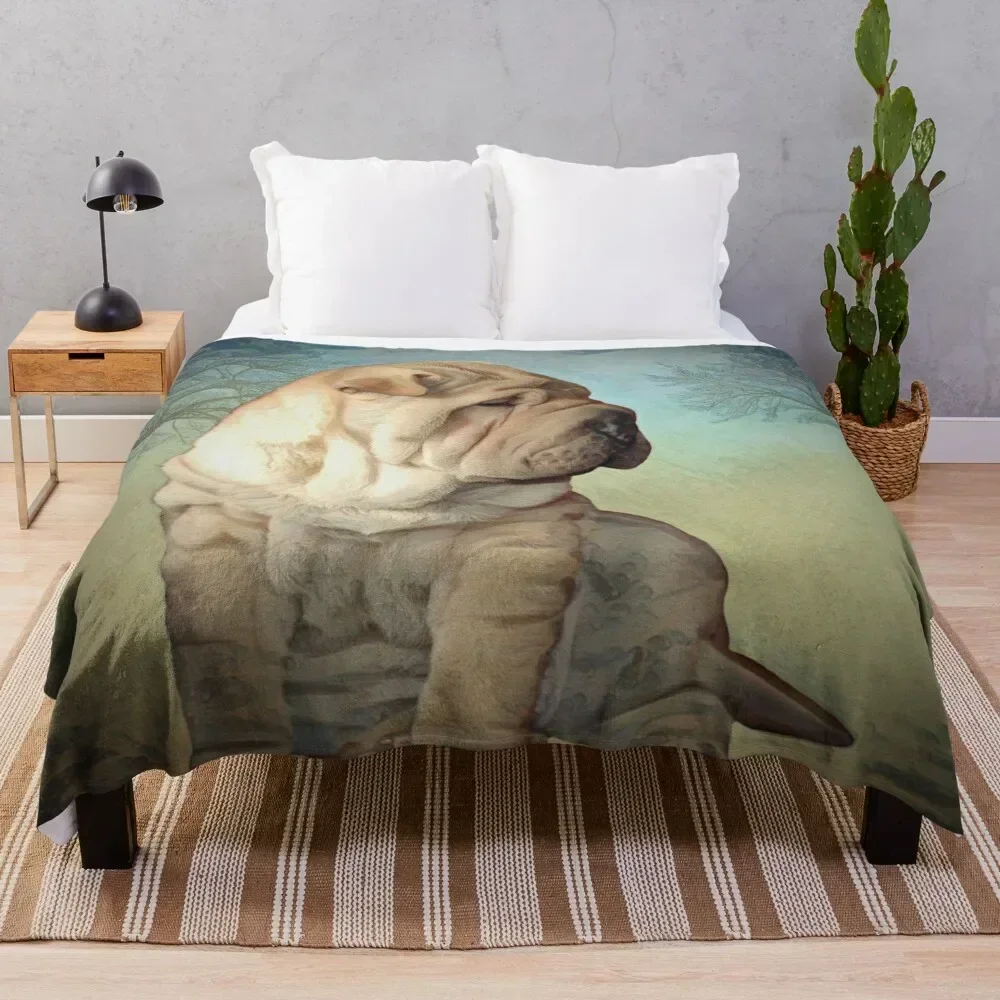 Пушистое одеяло для щенков Shar Pei