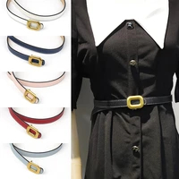 fashion women belt leather waist belts square gold buckle black red high quality women waistband strap luxury dress belt