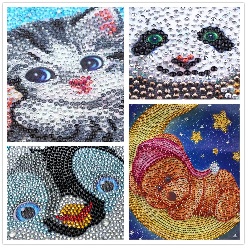 

5D DIY Diamond Painting Kit Full Drill Special Shaped Rhinestone Embroidery Cartoon Cat Panda Bear Penguin Painting Home Decor