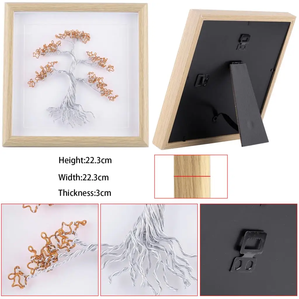 Nordic Ornaments Aluminum Wire Tree Of Life Framed Wall Art Decor Square Frame Panel Decoration For Home & Office 8.8 Inches