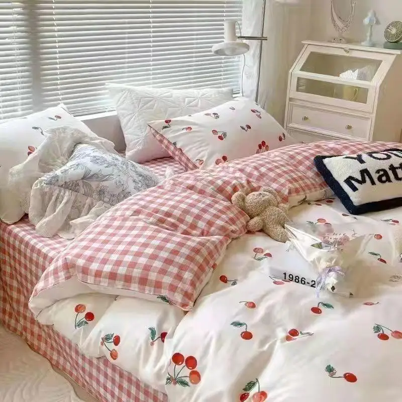

Комплект постельного белья в Корейском стиле для мальчиков и девочек, двуспальный пододеяльник, простыня, наволочка, постельное белье для детей и взрослых, модный домашний текстиль