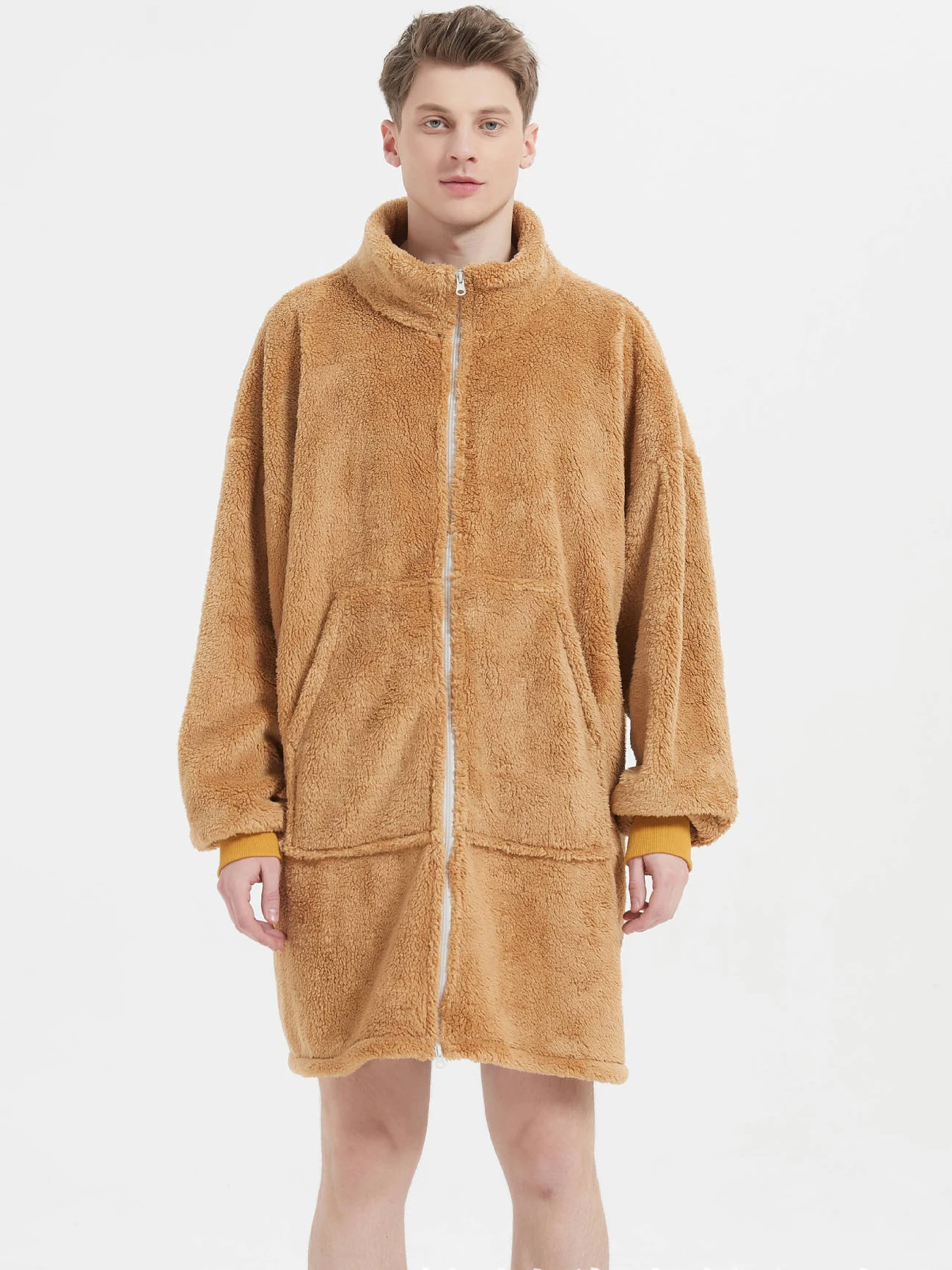 Adult Onesie Sleepwear Men's and Women's Nightgown Sweatshirt Polar Fleece Homewear Thickened Long Sleeve Pajama Set