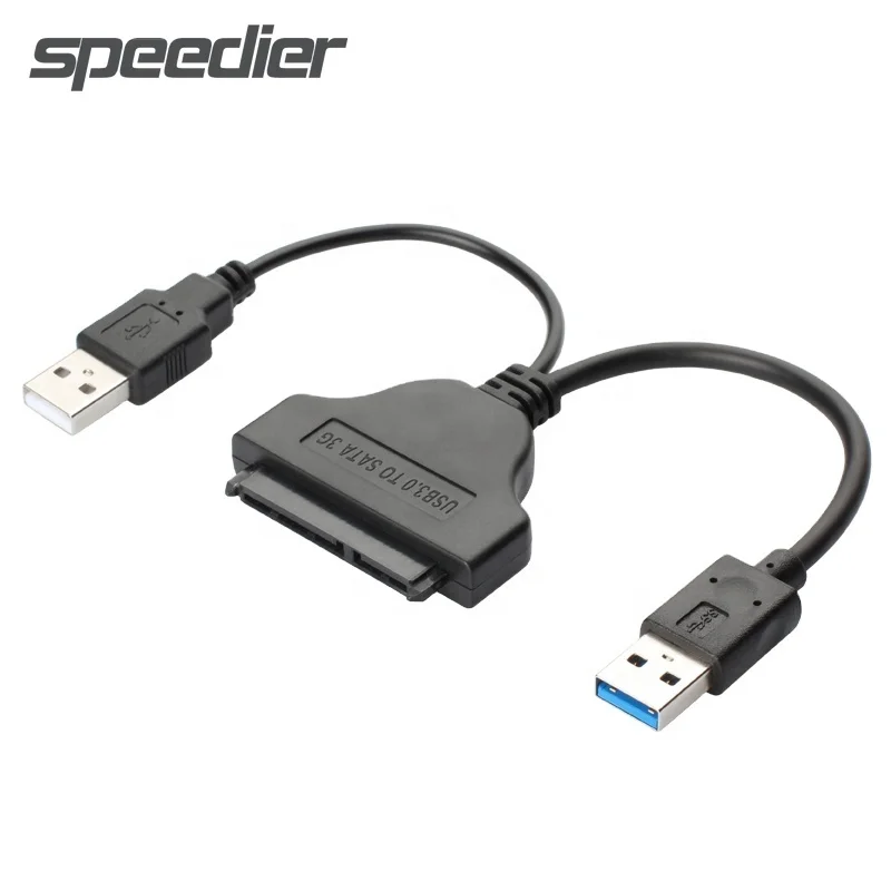 Двухпортовый адаптер Dual USB 3.0 к SATA 3G с опциональным питанием для 2,5-дюймового HDD SSD III жесткого диска ПК ноутбук.