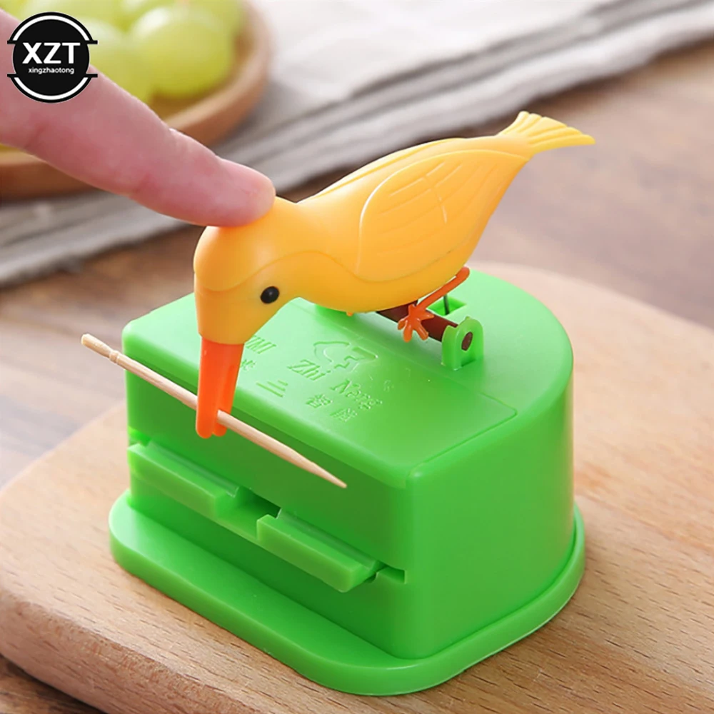 

Creative Automatic Toothpick Holder Bird Smart Press Toothpicks Dispenser Storage Box Kitchen Gift