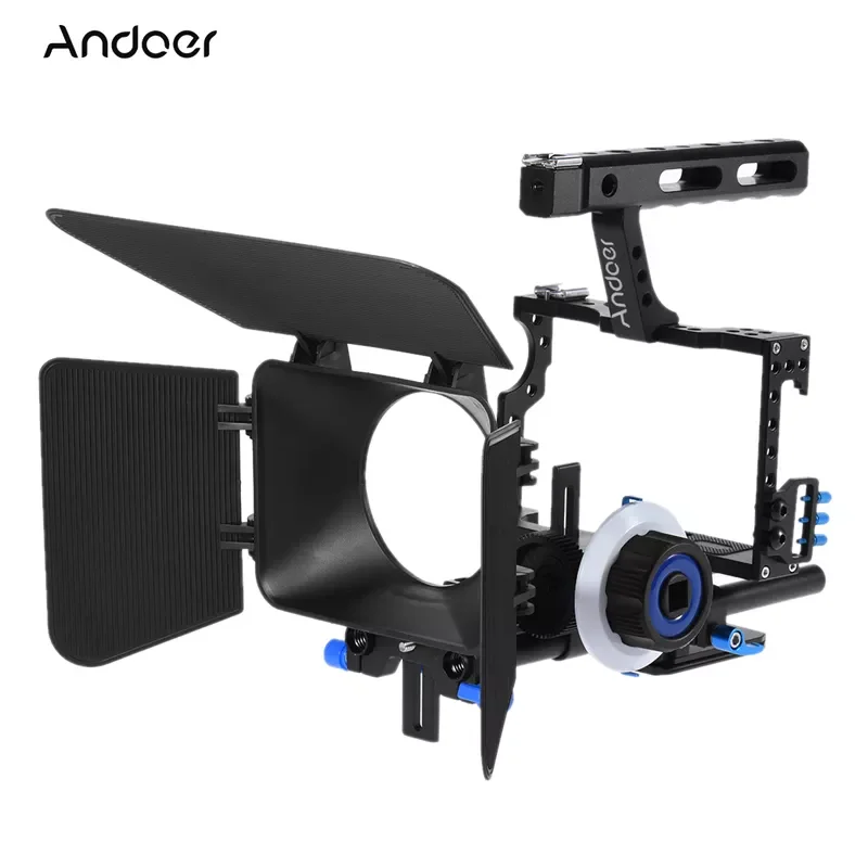 

Комплект для видеокамеры Andoer из алюминиевого сплава, комплект для съемки видеокамеры, с 15 мм стержнем, Матовая коробка, ручка для непрерывно...