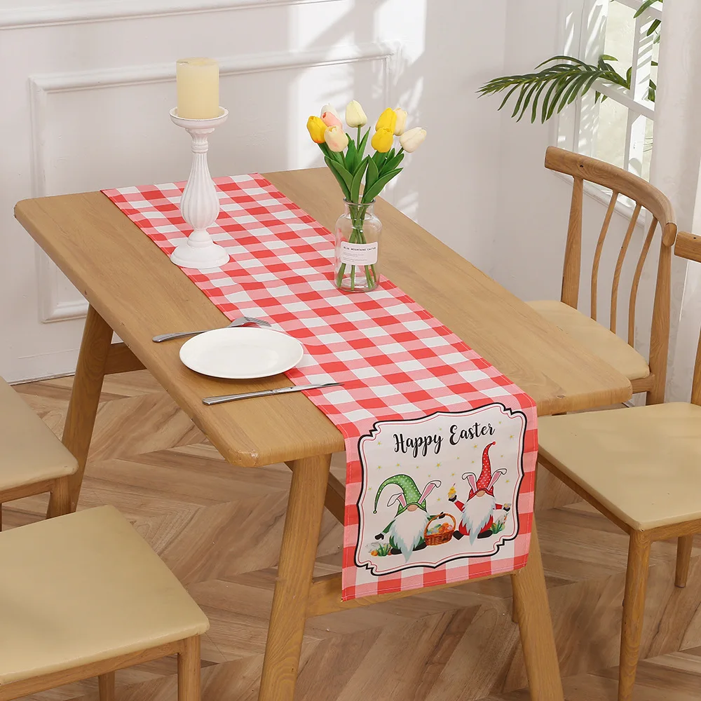 

Carrots Rabbit Bunny Happy Easter Table Runner Spring Summer Seasonal Holiday Kitchen Dining Table Decoration for Indoor Outdoor