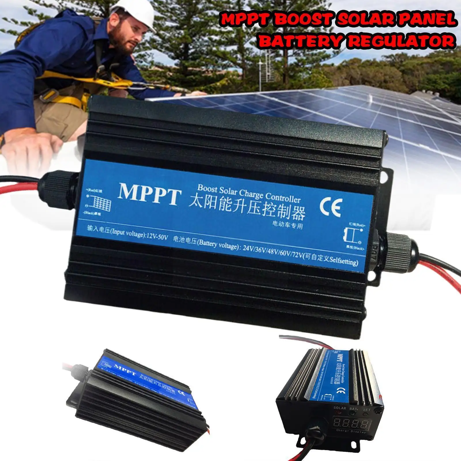 

4 LEDS MPPT Boost Solar Charge Controller Panel Regulator Regulator Solar System Panel Intelligent Regulator 24V-72V Batter W5P7