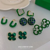miqiao new silver needle little pure and fresh and green geometric flower korean fashion earrings ear rings for women %d1%81%d0%b5%d1%80%d1%8c%d0%b3%d0%b8