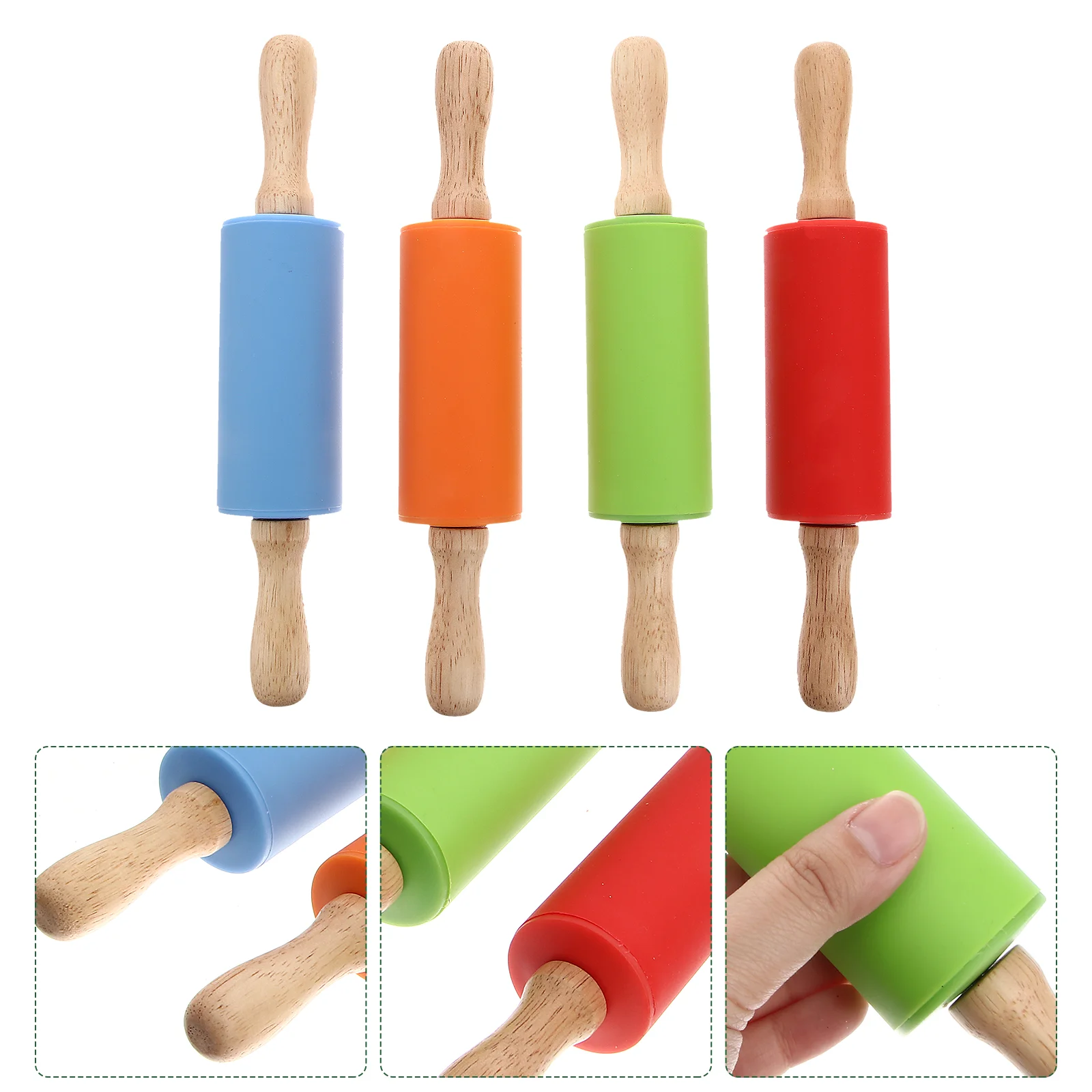 

4 PCS Silicone Toys House Furniture Furniture Rollers Rolling For Kids Vintage Toys Toy House Mini Rolling Pin Dough