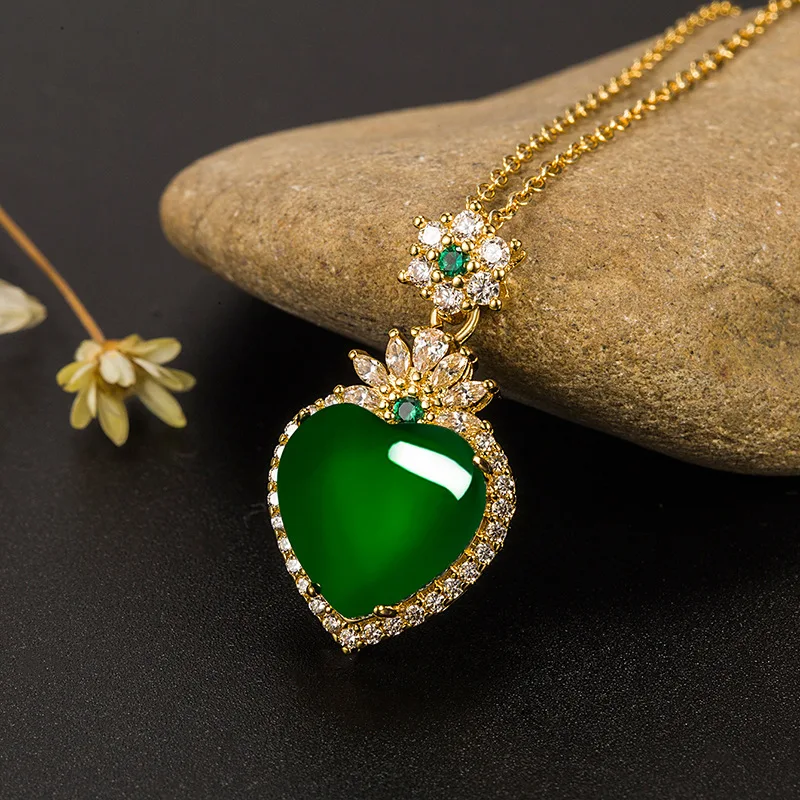 

Real 14K Gold 45cm Necklace Collares Mujer Pure Emerald Pendant for Women Men Anniversary Pendant Necklaces Bizuteria Females