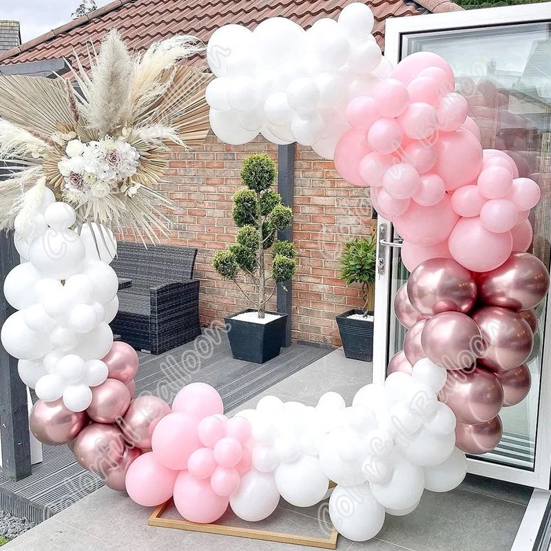 

Maca Pink Rose Gold Latex Matte Balloon Kit Happy Birthday Party Wedding Backdrop Events Arch Baby Shower White Decor Atmosphere