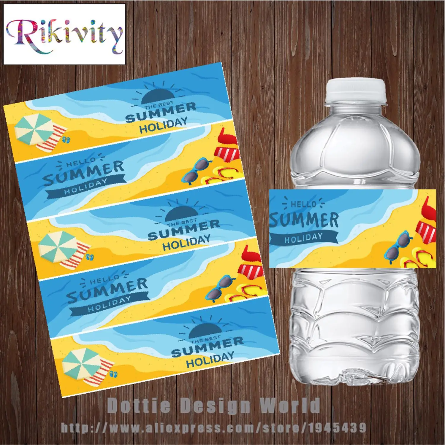 

30 Pcs Custom Holiday Beach Birthday Party Water Bottle Labels Candy Bag Wrapper Wine Stickers Baby Shower Wedding Decoration
