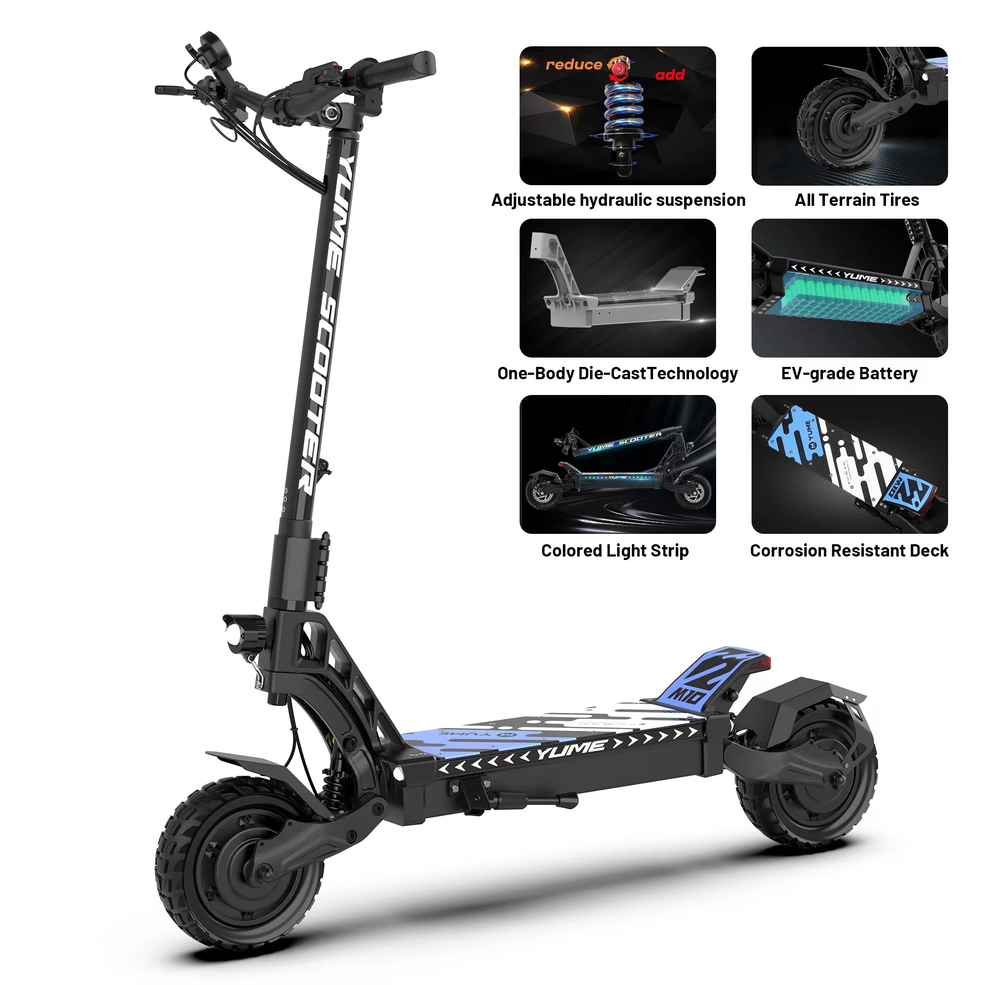 

[EU US] YUME M10 2022 Newest Hot Product Adult Dual Motor 60v 2400w Folding E Scooter Practical Facility Smooth Rides