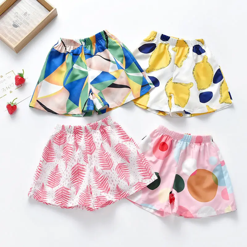 

2022 Summer New Fashion Baby Kids Children Girls Candy Color Floral Printed Shorts Toddler Casual Clothes for Girls Shorts E85