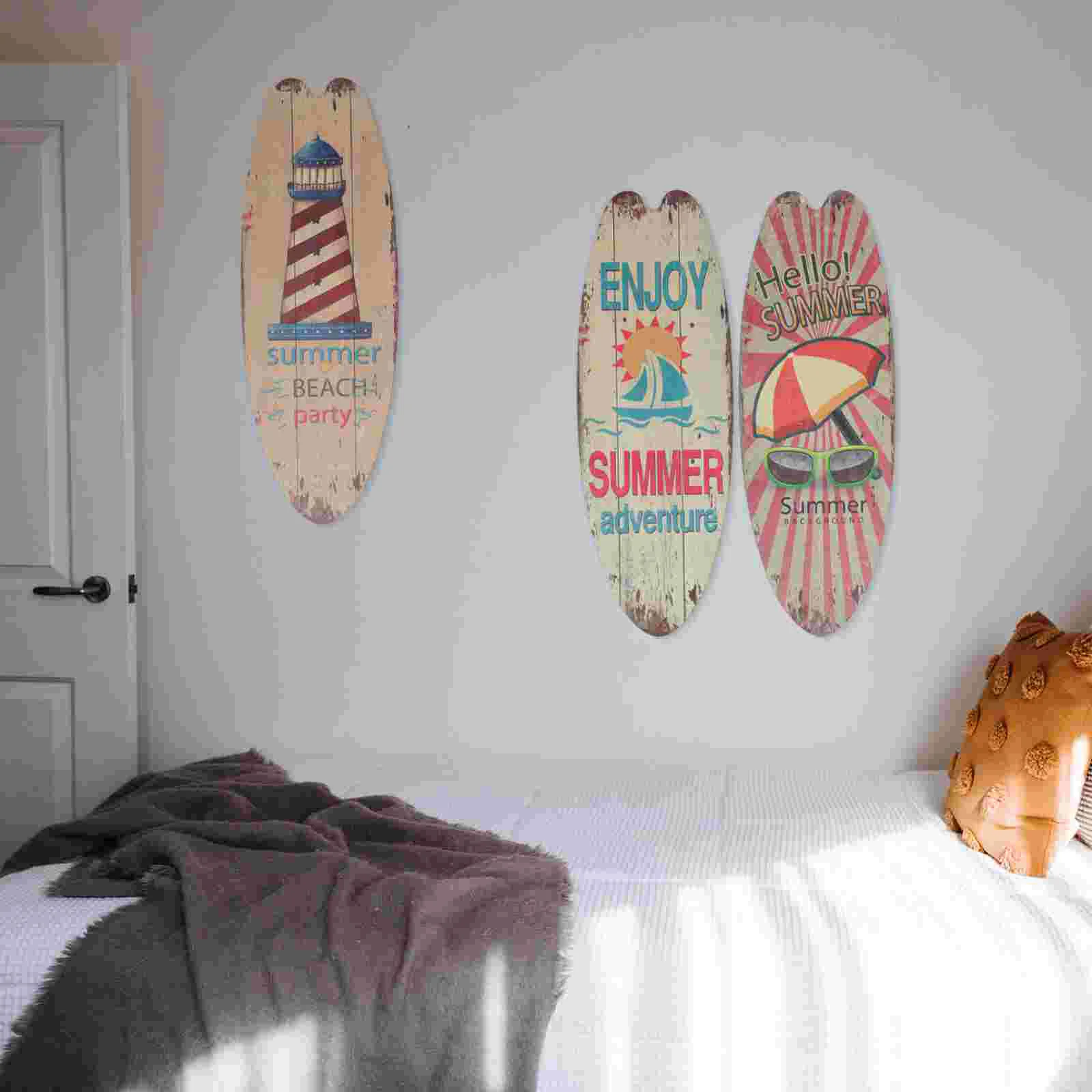 

Indoor Surfboard Plaque Decoration Summer Themed Wall Hanging Signs Porch Coffee Shop