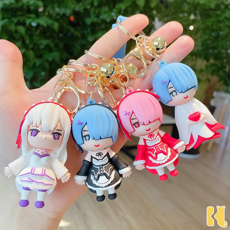 

Anime Re:Life In A Different World From Zero Keychain Rem Ram Emilia Cartoon Figures Keyring Toys Bag Car Pendant Ornament Gift