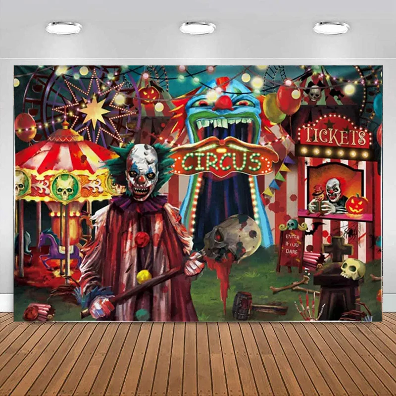 

Halloween Evil Circus Backdrop for Photography Clown Haunted House Horror Birthday Party Supplies Decorations Banner Background