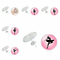 hot 2019 new earrings pink minimalist ballerina girl time glass convex girl earrings fashion ladies childrens jewelry
