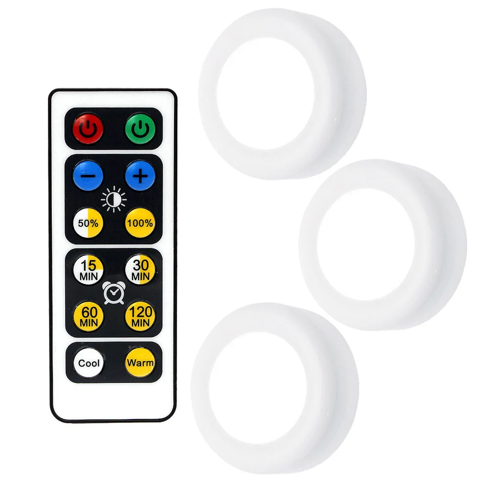 

Portable LED Night Light Bulb With Remote Control 3 Colors Change Under Cabinet Lights Lamp For Indoor Home Kitchen