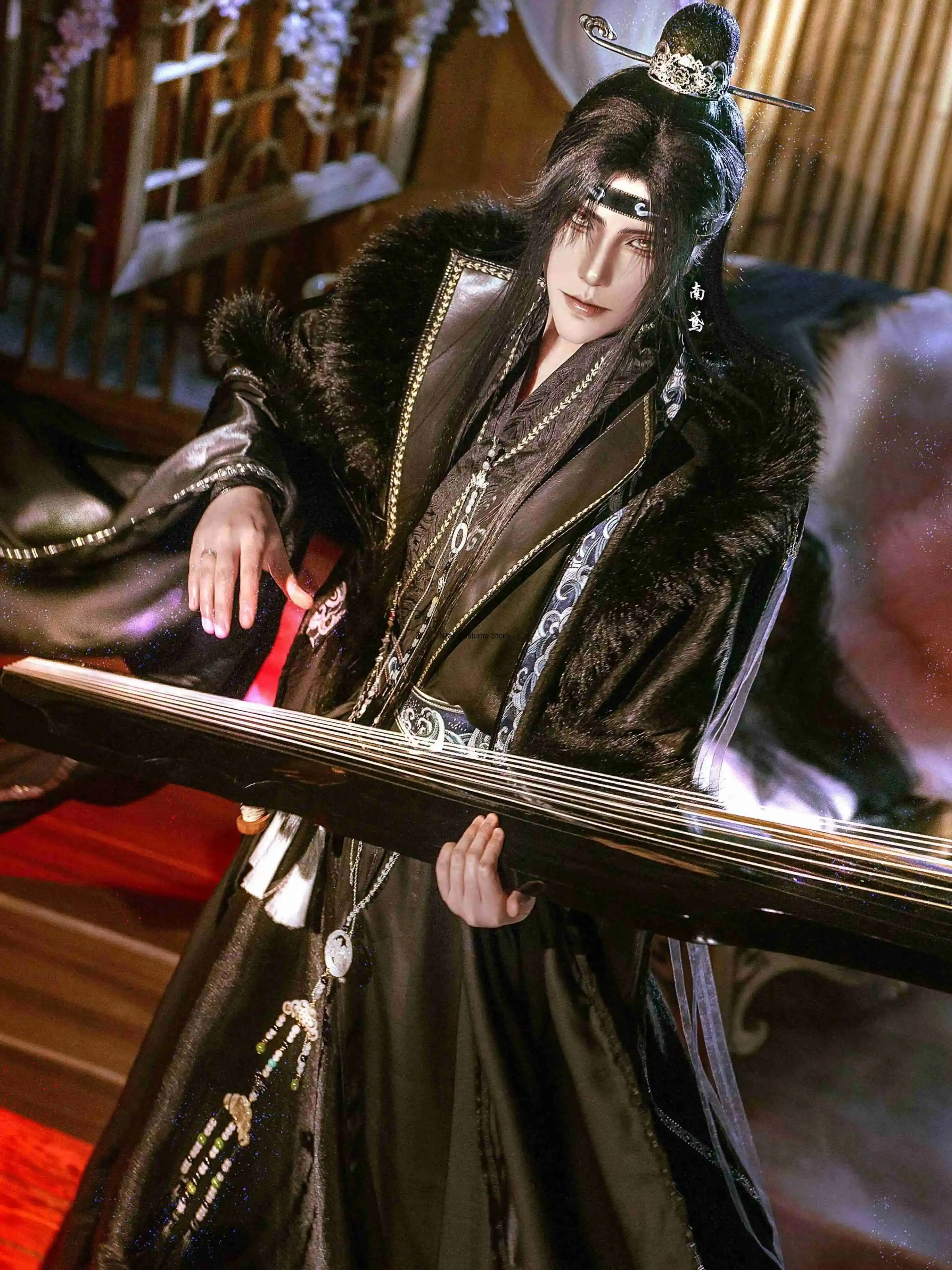 Фото Er Ha Blackwater Mo Ran Shen Gongnbao MDZS Dark Lan Wangji Универсальная одежда для косплея Костюм для выступлений Яркая луна Набор для Хэллоуина №1