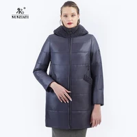 nunziati 2022 winter womens cotton coat fashion fur collar rex rabbit thickened camel hair windproof jacket 651