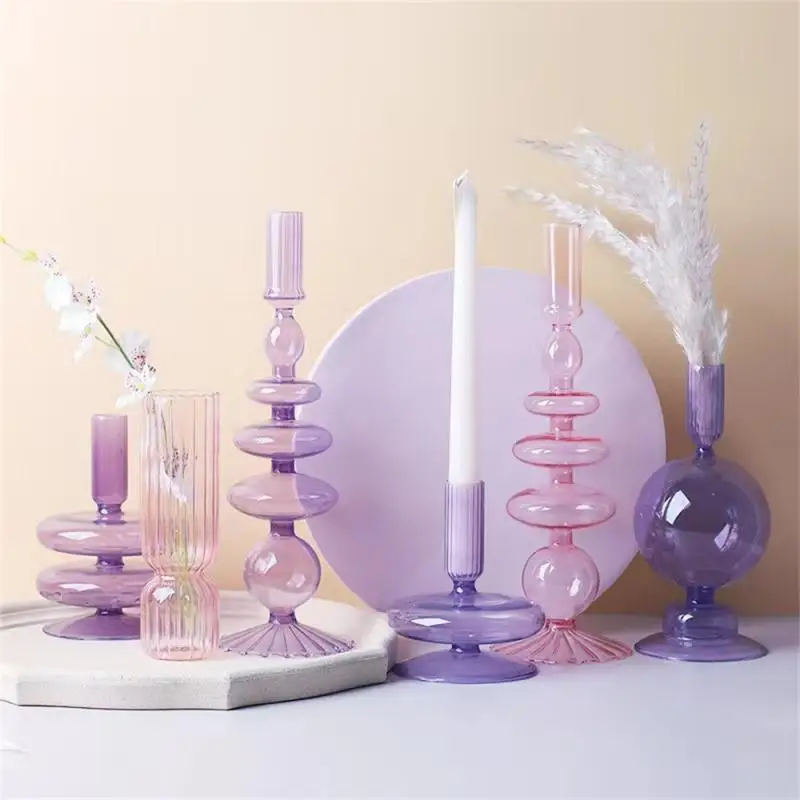 

Handicrafts Candlestick Manual Decorative Candlestick Stable Base Vase Handicrafts Glass Candlestick Table Desk Decorative