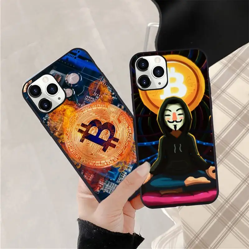 

I Love Accept Bitcoin pattern Phone Case For iphone 12 11 13 7 8 6 s plus x xs xr pro max mini shell