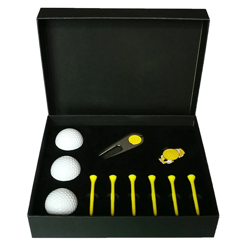 

Golf Gift Box Set Golf Green Ball Fork Hat Clip Set Golf Holiday Gifts for Relatives and Friends
