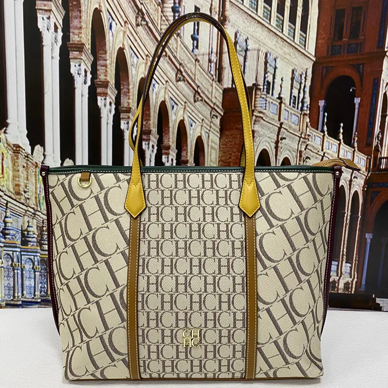 

100% Genuine Leather Women Totes 2021 New Women Fashion CH Letter Printed Handbag Lady Casual Shopping Bag Designer Purses Bolsa
