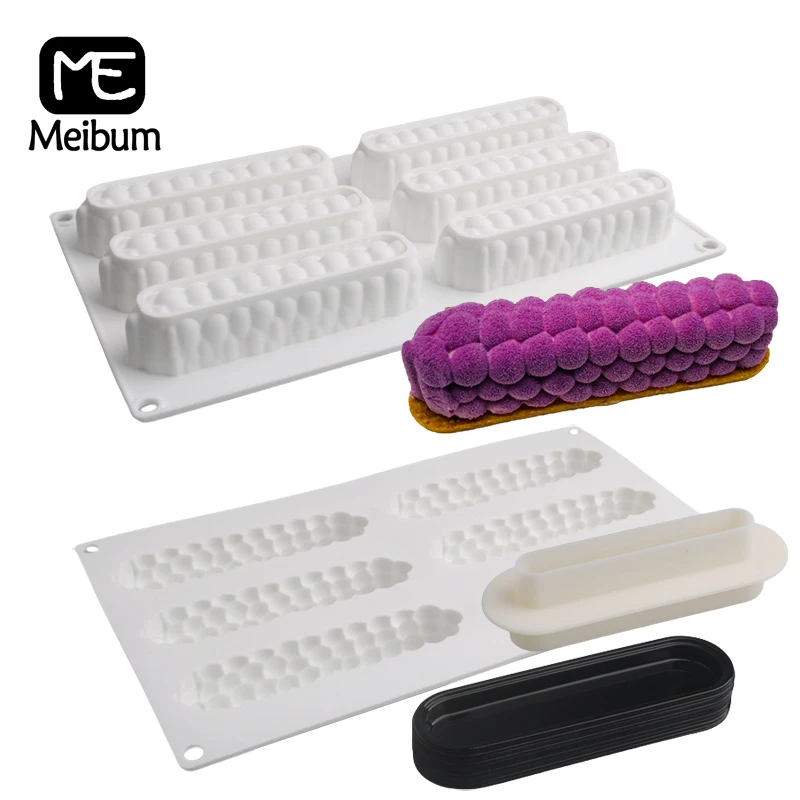 

Meibum Silicone Cake Molds Grape Shape Long Mousse Moulds Dessert Bakeware Plastic Cutting Dies and Pastry Trays Baking Tools