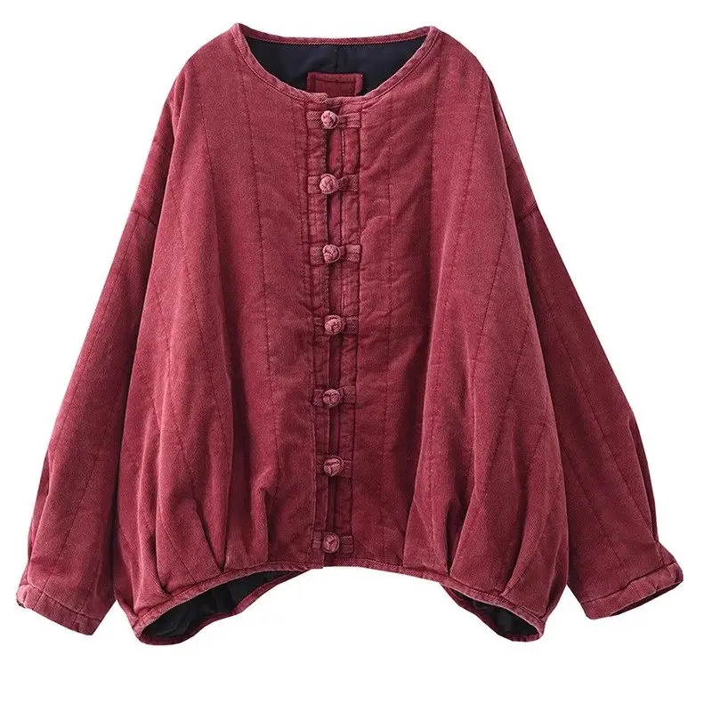 2023 Осень Зима Новая Винтажная Вельветовая куртка женское утепленное хлопковое