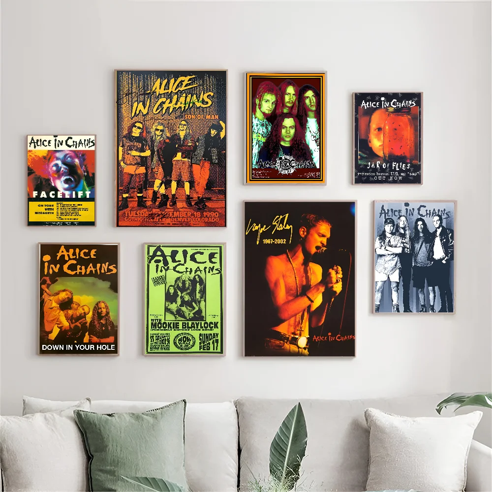 A-Alice I-In C-Chains Ретро Стиль Плакат Наклейки HD Качественный Клей Изображение Для