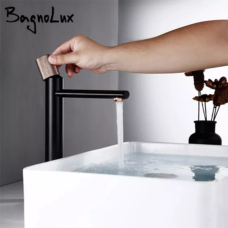 

Deck Mount Water Faucet Mixer Tap Single Knurled Handle One Hole Hot Cold Washbasin Bathroom Basin Swivel Knurling Knob Design