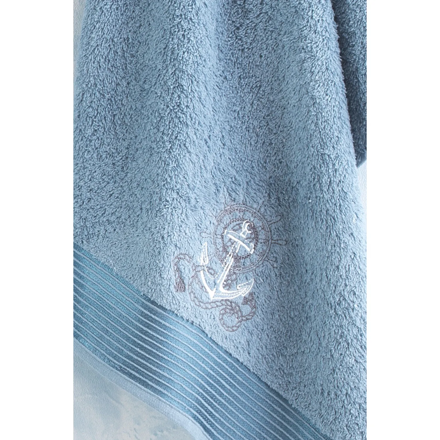 Özenev Gredel 2 Parça Male Bathrobe Set Indigo Casual Stylish Comfortable Design First Class Quality Water Absorbing Power Contemporary Design