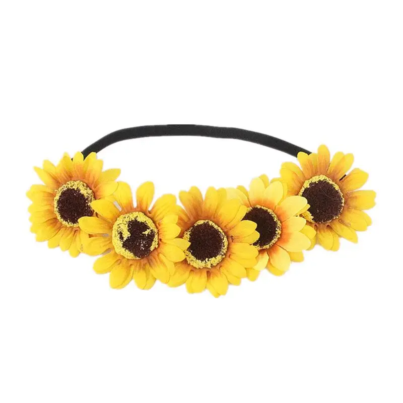 

Boho Flower Crown Floral Wreath Headband Hair Garland Wedding Bridal Bridesmaid Headpiece Tiara Sunflower Daisy Hairband