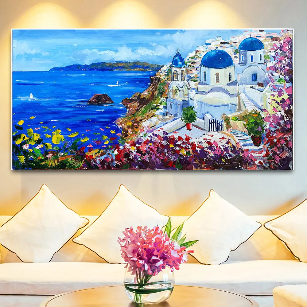 Картина маслом Noridc на холсте, с изображением Санторини