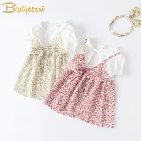 new floral baby summer dress for girls bow one piece korean princess dress for kids dresses baby girl clothes